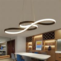 Dorlink® Suspension,Lustre LED Moderne pour Salon Salle à manger  Dimmable tricolore avec télécommande Noir 80W