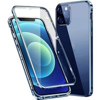 Coque pour iPhone 12 pro (6.1') en verre trempé Couleur Bleu Protection 360 degrés Magnétique Anti-choc
