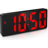 Réveil Numérique, Alarm Réveil LED avec Fonction Snooze, Luminosité réglable, ave mode jour de travail(Rouge)