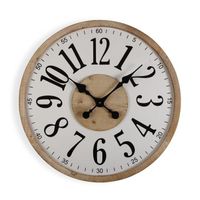 Versa Eriline Horloge Murale pour la Cuisine, Pendule pour Salon, 60 x 5,2 x 60 cm,Bois MDF, Blanc, marron et noir