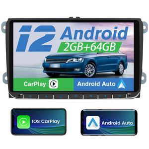 AUTORADIO Junsun Autoradio Android 12 2Go+64Go pour Golf 5 6 VW Passat Polo Seat Skoda,9''écran Tactile,Carplay Android Auto RDS,GPS,WiFi