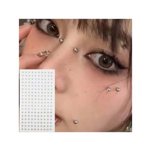 Décoration Peau Strass Kit Faux Piercing FunZing - Autocollants Strass 2-4mm - Pour Nez, Lèvres, Sourcils - Pince Incluse Bijoux Temporaires Fête