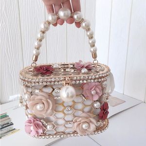 ZYT Femme Sacs Satin Sac de soirée Billes Perle pour Mariage Soirée Fête Formel Toutes les Saisons Blanc Beige 