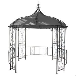 TONNELLE - BARNUM Pergola pavillon arche de jardin rond tonnelle chapiteau tente de reception cadre en acier robuste Ø 3m gris