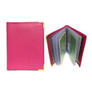 1 Pcs PU En Cuir Carte De Crédit Portefeuille Carte De Visite Protection Organisateur Titulaire Avec 24 Emplacements Pour Femmes Et Hommes(Rose