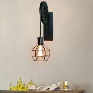 APPLIQUE  Fusion Applique Murale Salon Lampe Abat - Jour Cage en Fer Noir E27 40W