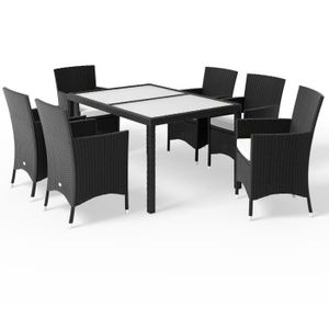 Ensemble table et chaise de jardin Salon de jardin Casaria Mailand en polyrotin résis