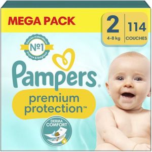 COUCHE 114 Couches Premium Protection Taille 2, 4kg - 8kg, Pampers