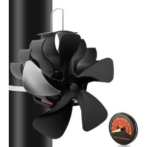POÊLE À BOIS Ventilateur de poêle à bois avec thermomètre à 5 lames, tuyau de cheminée suspendu, design silencieux, ventilateur thermodynamiq148