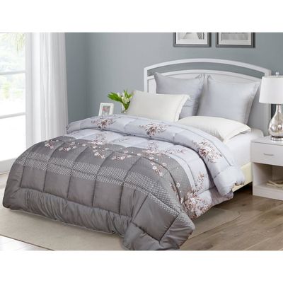 Dekbed, 220 x 240 cm, tweezijdig fleece, grijs en crème, 400 g