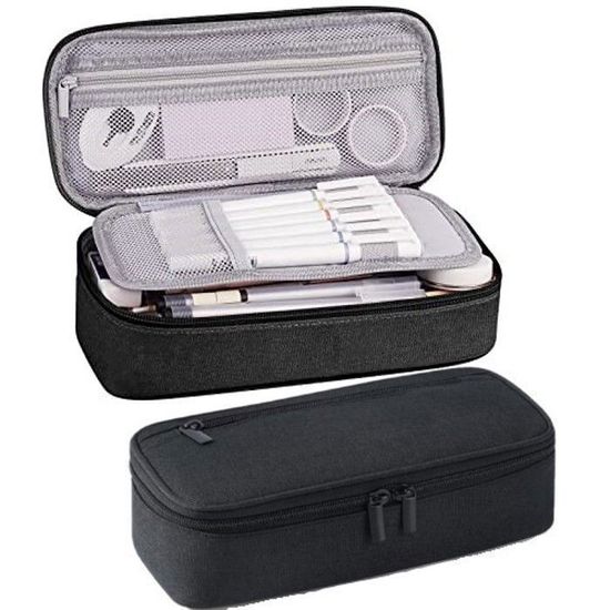 Trousse Scolaire Grande Capacité - 3 Compartiments, En Toile Oxford, Parfaite Pour Stylos Et Maquillage