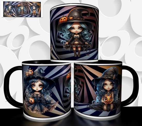 Mug à Café Halloween - Motif Citrouille 2775 - 325 Ml - Céramique Blanche - France