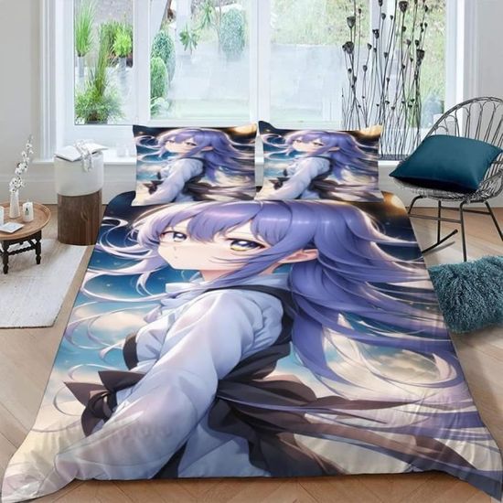 Parure De Lit 140x200 Manga Fille Avec 1 Taie D'oreiller
