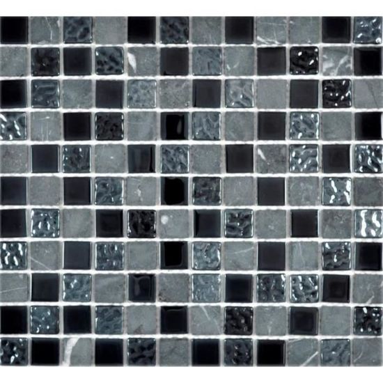 Carreaux De Mosaïque En Pâte De Verre Noir 8mm - Format 40x16 Cm, Finition Brillante, Résistant Au Gel - Idéal Salle De Bain, Cuisine, Bordure