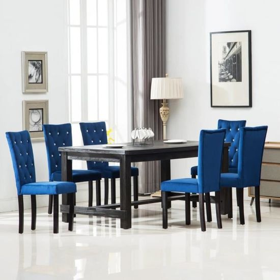 EXP-9258Magnifique Excellent Lot de Chaises de Salle à Manger 6 pcs - Chaise de Cuisine Moderne Chaise de Bureau Salon Bleu foncé Ve