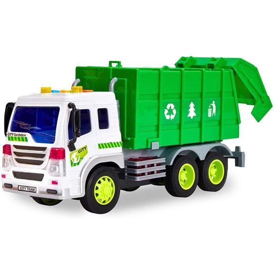 Rc Gros Camion À Ordure,Avec 3 Jouets Poubelles Et Lumière,Jouets