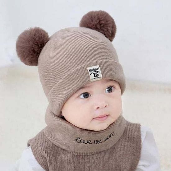 Bonnet Bebe En Laine Bavette Bonnet Echarpe Enfant Bebe Fille Garcon Bebe Infant D Hiver Au Crochet Cafe Cdiscount Pret A Porter