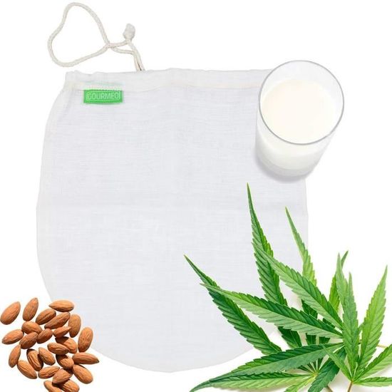 Sacs à Jus De Fruits Maison Filtre Lait Végétal Maison Lot De 8 Sacs à Lait Végétal - Nylon 20x30cm - Cordon Serrage - Réutilisables Et Lavables - Pour Noix, Fromage, Café