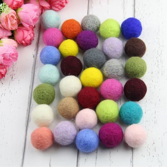 100 Mini Pompons 2 Cm Avec Anneau Doré - Couleurs Mélangées, Fait Main, Pour Bijoux Et Déco DIY - 10