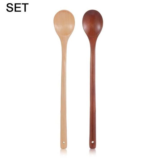 2PCS Cuillère En Bois Cuillère À Dessert Boisson Remuer Cuillères