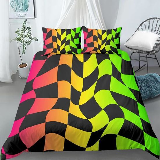 Ensemble Housse De Couette Géométrique 230x230 Cm - Gris, 100% Coton