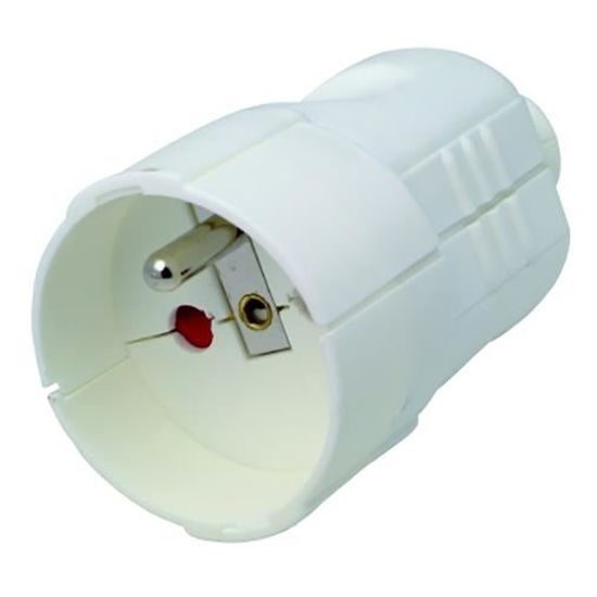 Fiche électrique Maclean Fiche coudée MCE330 Fiche à contact de protection  Uni-Schuko 16A 250V Plastique blanc