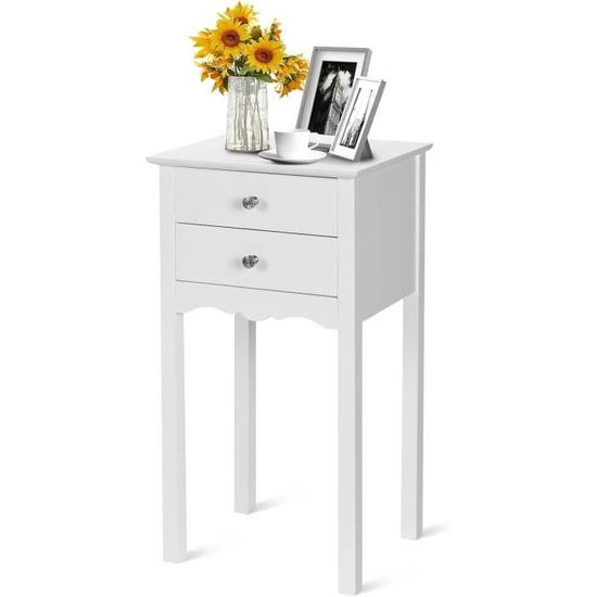 Table De Chevet Moderne Lot De 2 - Tables D'Appoint Chubby 28x54.5 Cm En Oxyde De Magnésium, Pour Salon, Chambre Ou Bureau