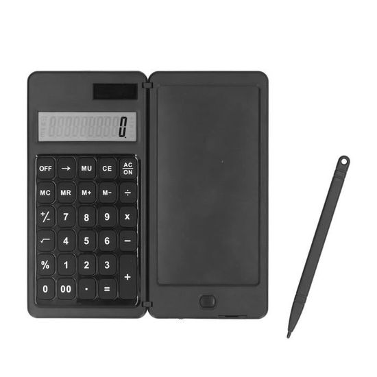 Calculatrice Pliable 2-en-1 Avec Tablette LCD Effaçable - Double Alimentation Solaire