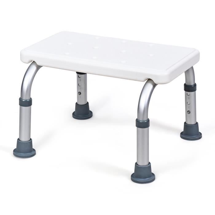 COSTWAY Tabouret de Douche et de Bain, Siege de Douche, Hauteur Réglable Pieds Antidérapantes, Supporte Jusqu'à 220 kg Blanc
