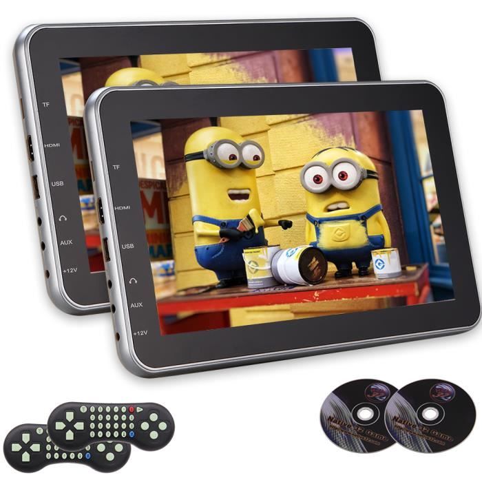 Twins EinCar 10.1- Tablet-style ultra-mince voiture Lecteur DVD Têtière Plug-and-Play Entertainment System arrière-Siège avec USB -