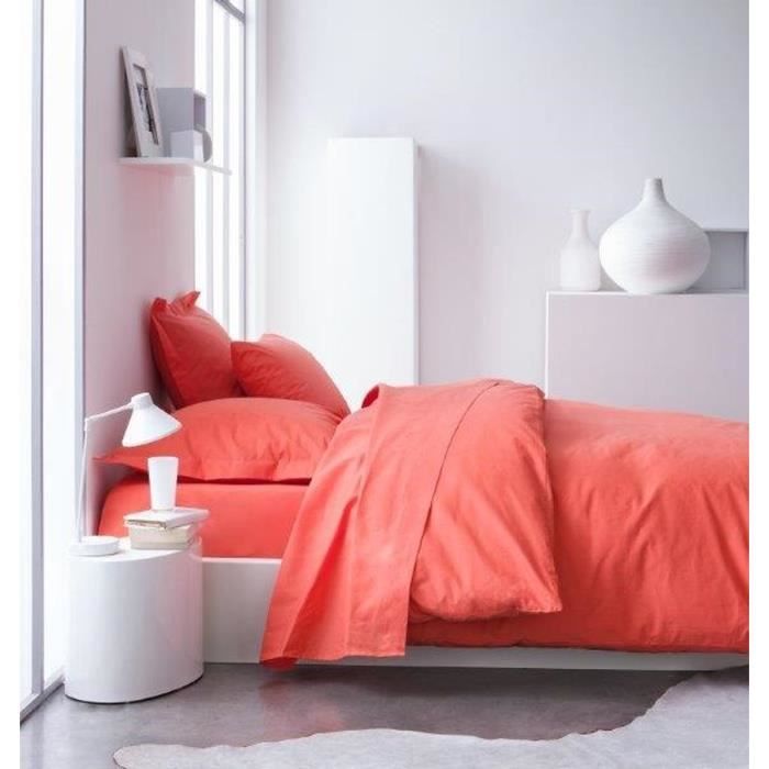 TODAY Housse de couette 100% Coton 240x260 cm corail