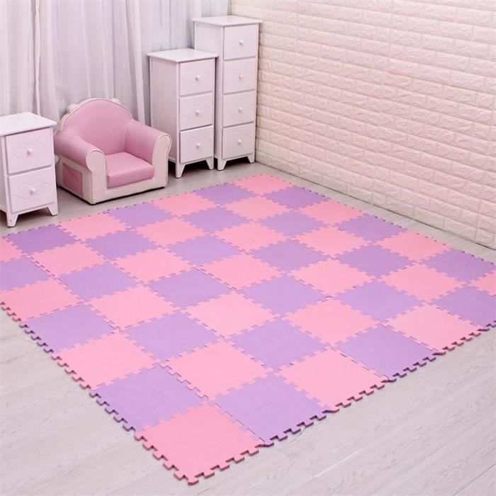 Tapis d'éveil,Tapis enfant EVA tapis en mousse enfants tapis Puzzles sol doux bébé tapis de jeu - Type LTGHT PURPLE PINK-24pcs