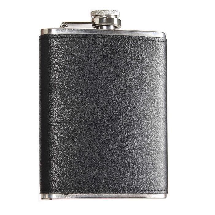 Heesung Flasque en acier inoxydable avec cuir, flasque à whisky et bouteille à liqueur 20,3 g, flasque vintage en métal attaché à