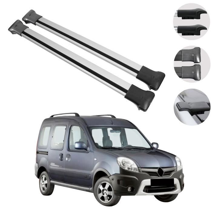 Barres de Toit Transversales pour Renault Kangoo 2008-2021 2pcs Alu Argent TÜV ABE