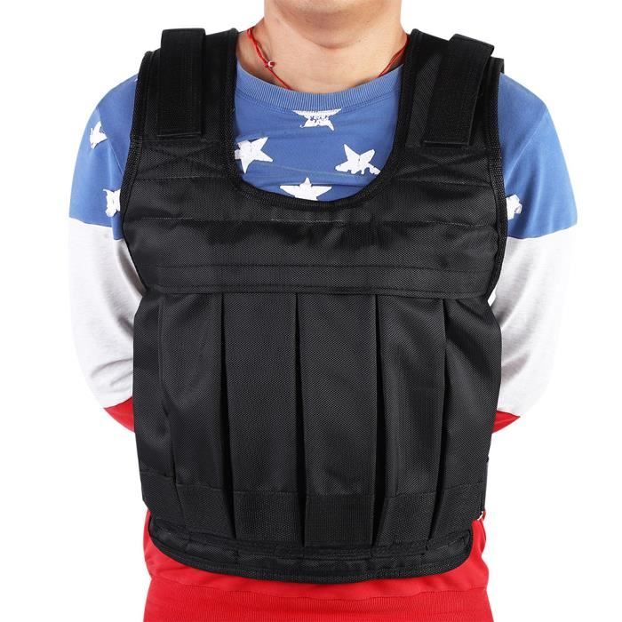 Qiilu gilet de musculation Veste de formation de force de gilet lestée résistante de tissu d'Oxford 50KG pour la forme physique
