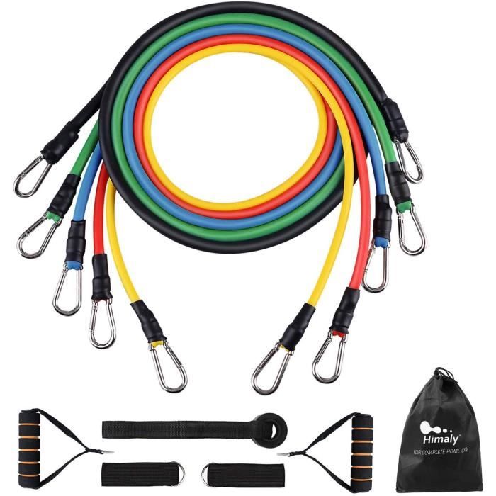 Ensemble de Bandes de Résistance Set Bandes Elastiques Musculation Domicile5 Tubes Fitness,2 Poignées,2 Sangles de Cheville,1 8