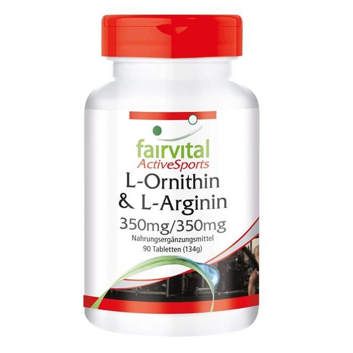 L-ornithine et L-arginine 350 mg - 350 mg - - pendant 22 jours - végan - dosage élevé - 90 comprimés - Acides aminés