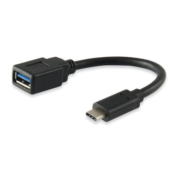 Equip 133455, 0,15 m, USB C, USB A, 3.0 (3.1 Gen 1), Mâle-Femelle, Noir