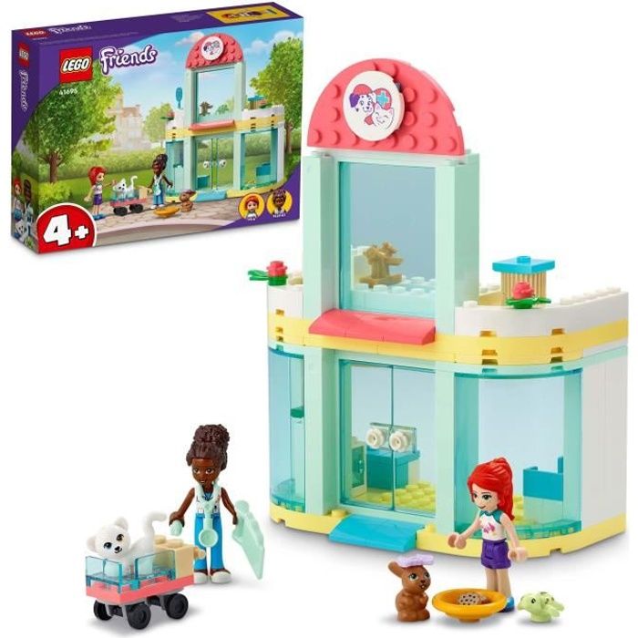 LEGO® 41695 Friends La Clinique Vétérinaire, Jouet pour Enfants +4 ans avec Mini-Poupée Mia, Figurines Animaux, Idée Cadeau