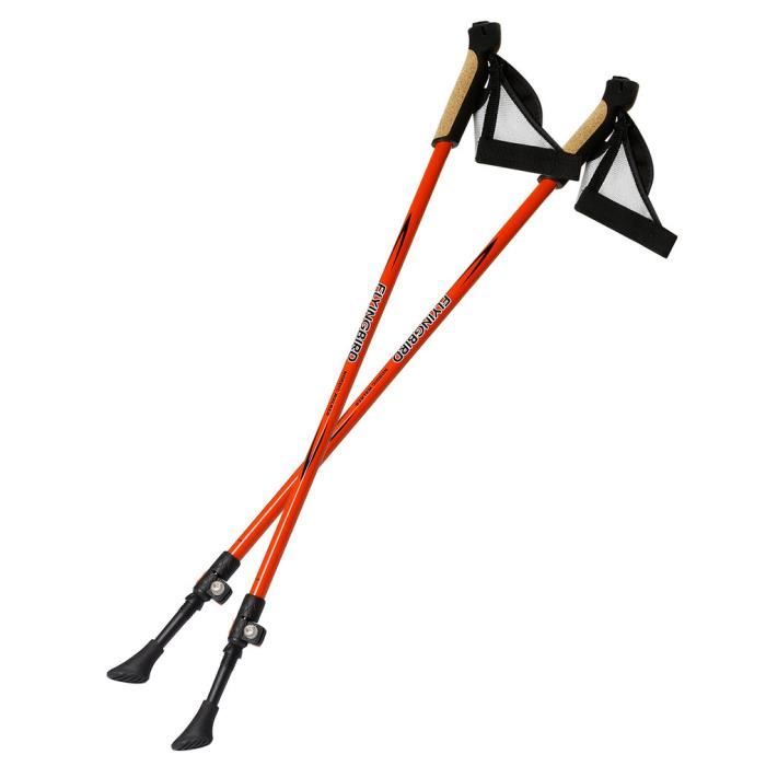 Pair de Bâtons de Marche Carbone avec Anti Chocs 76 – 130cm orange