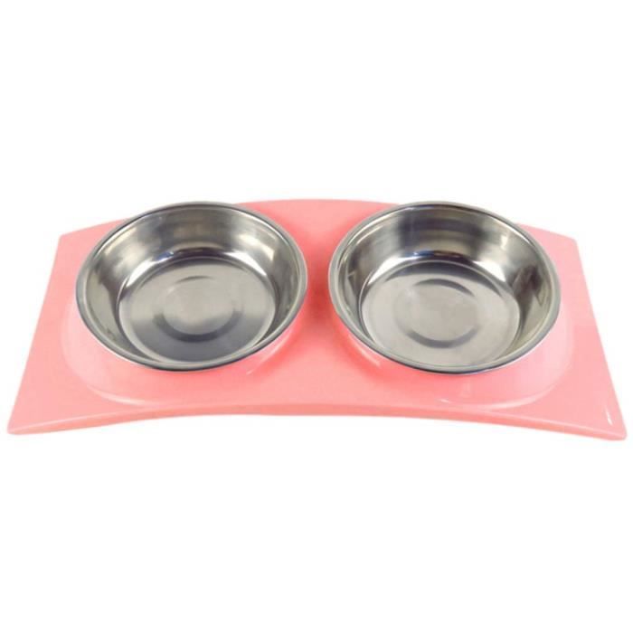 Bol Double pour Chien Bol en Acier Inoxydable avec Support en Plastique antidérapant pour Bols pour Animaux Bol pour Ani