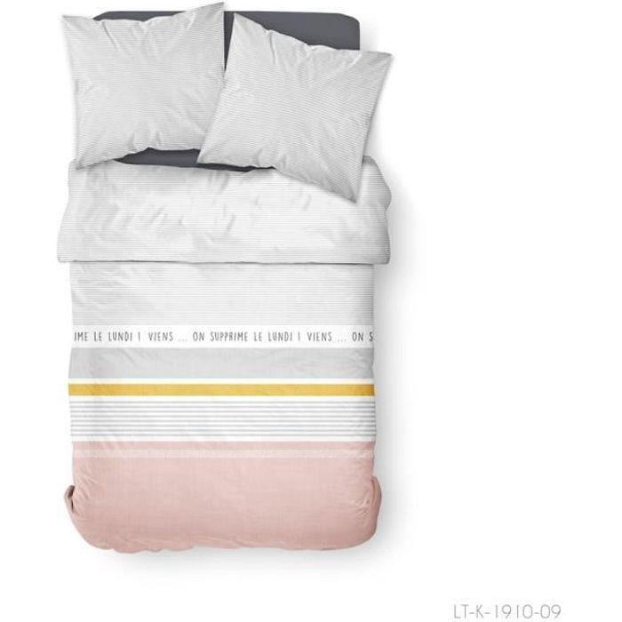 TODAY Parure de lit 2 personnes 220X240 Coton imprime gris Graphique SUNSHINE TODAY