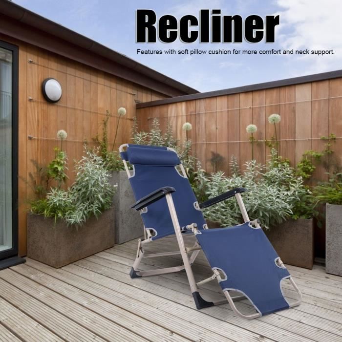 Chaise longue pliable Bain de soleil Transat Bain relax (Bleu ) CYA333