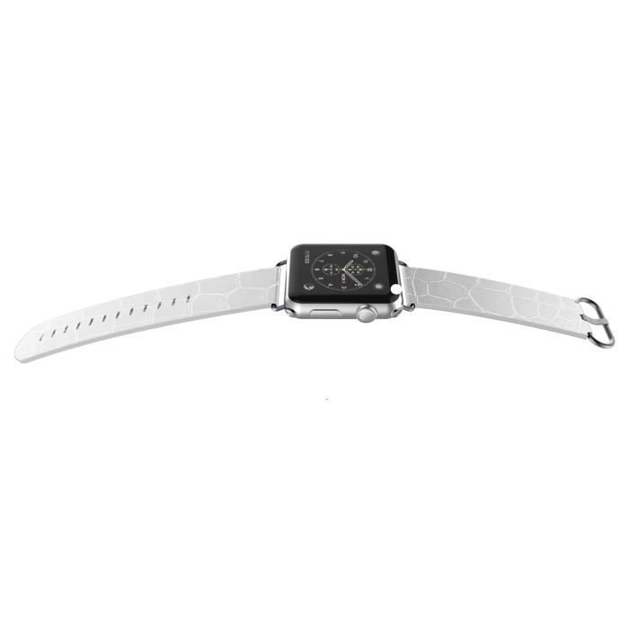 XDORIA Bracelet Band Lux croco cuir 38mm pour Apple Watch 1/2/3 - Blanc