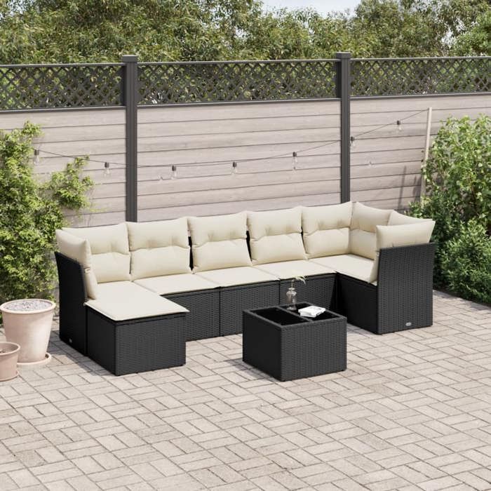 Salon de jardin - vidaXL - 8 pcs - Résine tressée - Coussins amovibles - Design modulaire