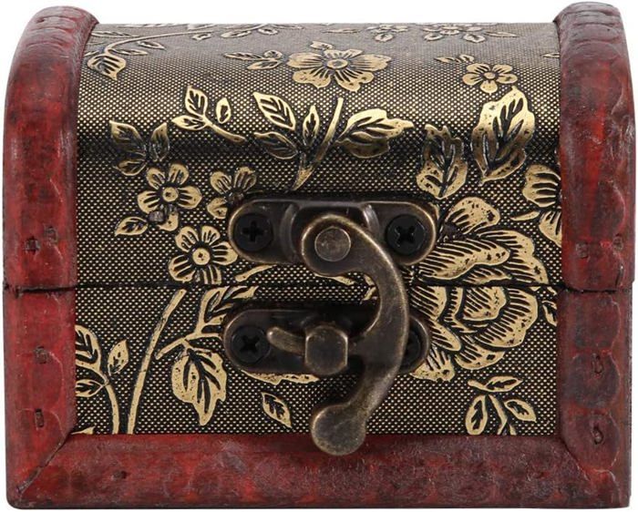 Noyer Treasure Boîte à Bijoux Unique Faite à La Main Avec Bouton Caché