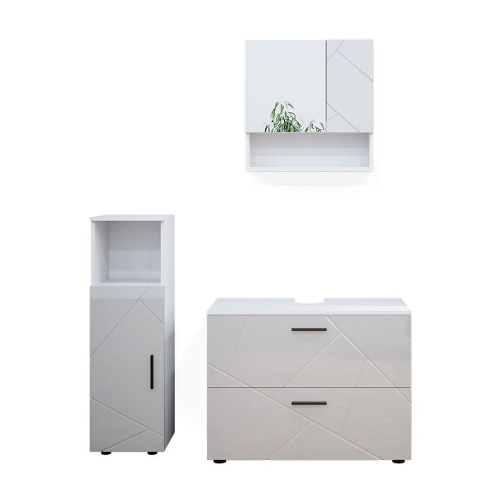 Ensemble Meuble Salle De Bain Vicco Irma – Meuble Sous-vasque + étagère Miroir, Anthracite