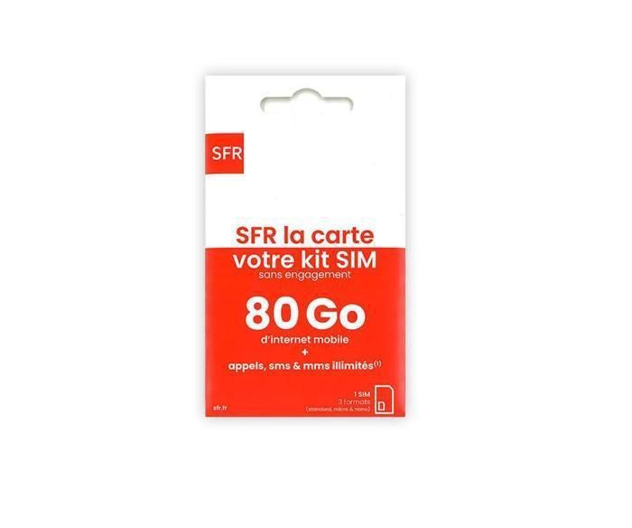 Carte SIM Prépayée SFR - Appels/SMS/MMS Illimités + 200Go Internet - Sans Abonnement - Neuf