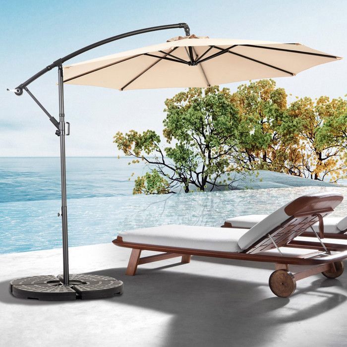 Parasol VONROC Recanati 300x300cm VONROC Parasol Recanati 3 Mètres Inclinable Rond Pour Terrasse Extérieure, Orientable 360° Grande Surface D'Ombrage Robuste Durable Housse Incluse Parasols Et Stores Pour Patio