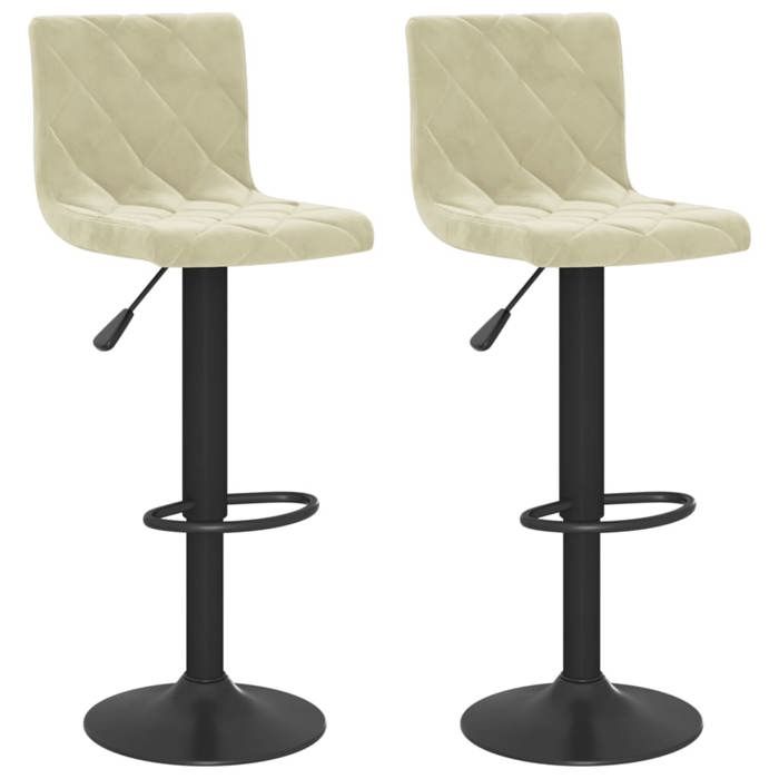 Chaises de bar CLOUD lot de 2 Tabourets Hauts Siège Haut crème velours LV562